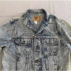 TRUE 80s VINTAGE GAP Blue Acid Wash Classic Trucker Style Denim Jacket Grunge